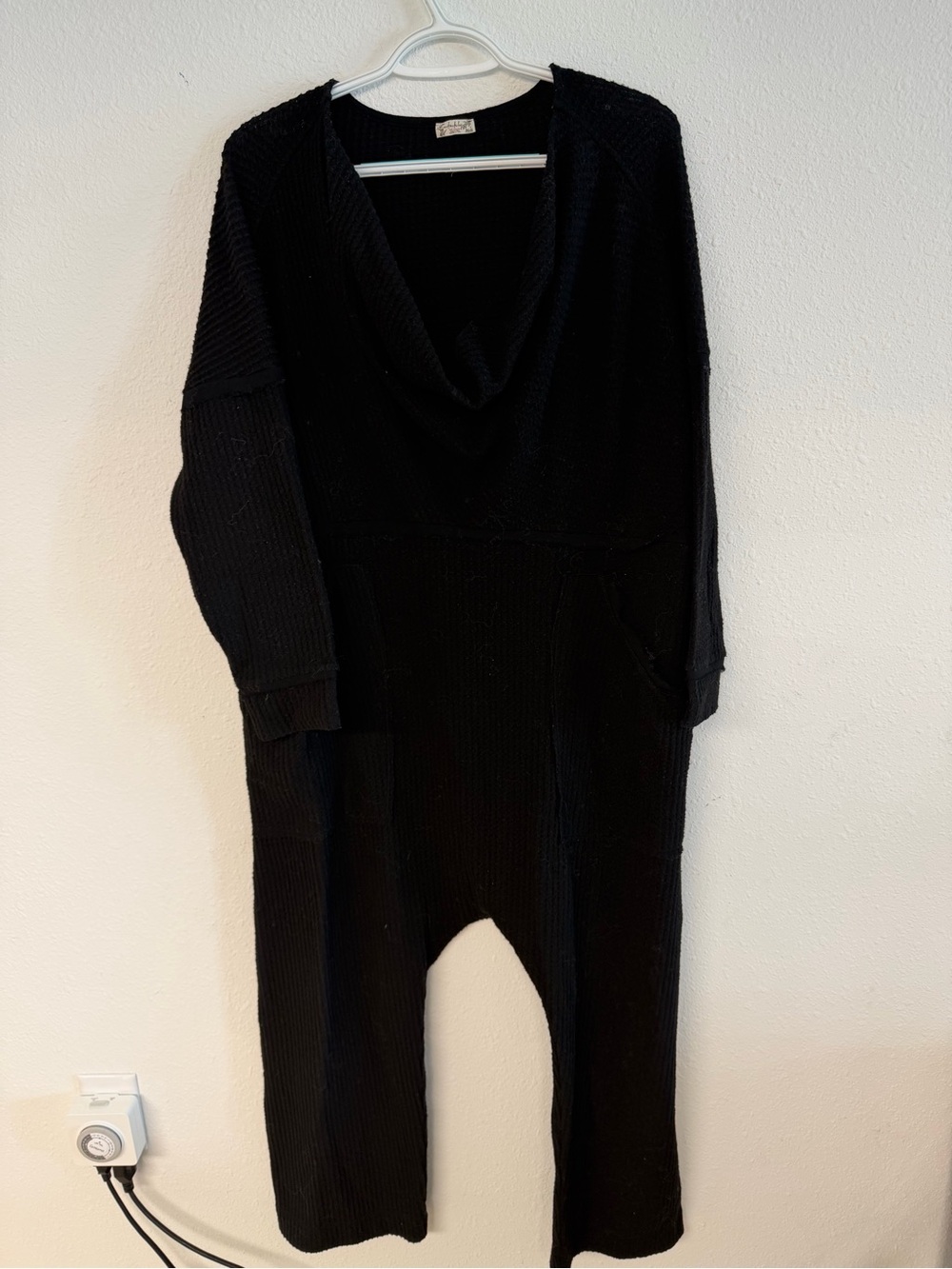 Free People Intimately Black Knit Draped-Neck Jumpsuit